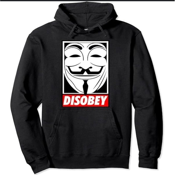 Guy Fawkes Hoodie Men M Disobey Anarchy V For Vendetta Hacker Political Graphic - Picture 1 of 10
